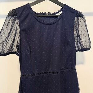 Speechless Midnight Blue Lace Trim Dress